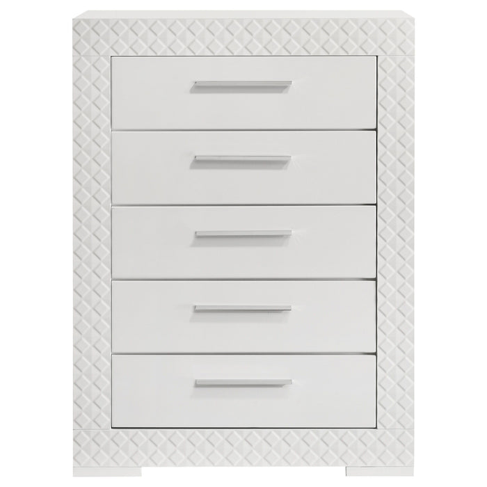 Ives - 5-Drawer Bedroom Chest Of Drawers - White High Gloss