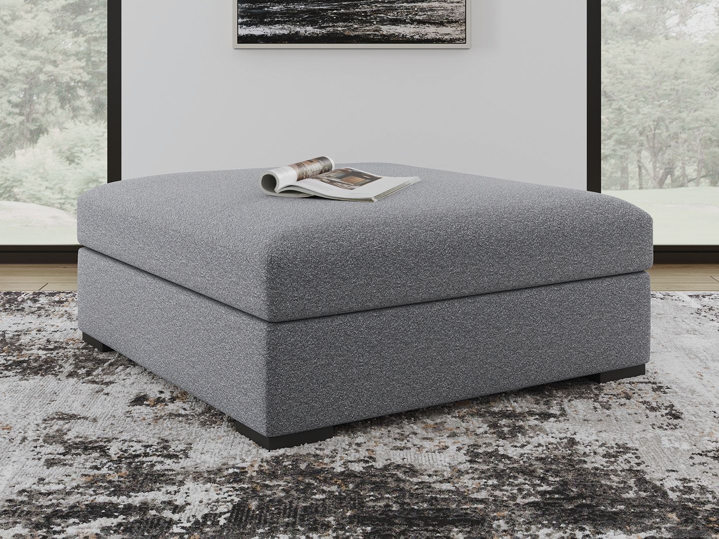 Bealton - Salt And Pepper - Oversized Accent Ottoman with Nuvella Fabric