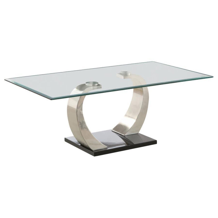 Pruitt - Rectangular Glass Top Metal Coffee Table - Satin