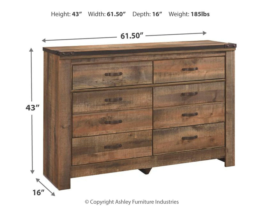 Trinell - Brown Dark - Six Drawer Dresser - 61.34" x 15.98" x 42.99"