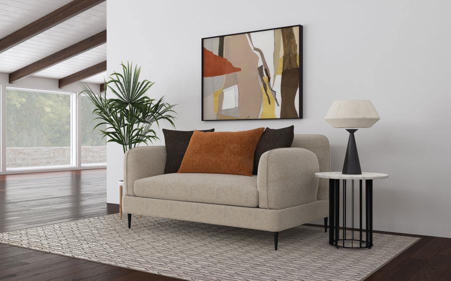 Jade - Chenille Upholstered Sculpted Track Arm Loveseat - Latte