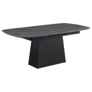 Potero - Faux Marble Extension Leaf Dining Table - Black