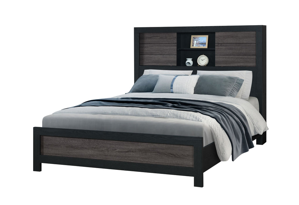 Lisbon - Queen Bookcase Bed - Gray / Black