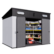 10 Ft. W X 7 Ft. D Plastic Storage Shed With Floor - Black / Gray