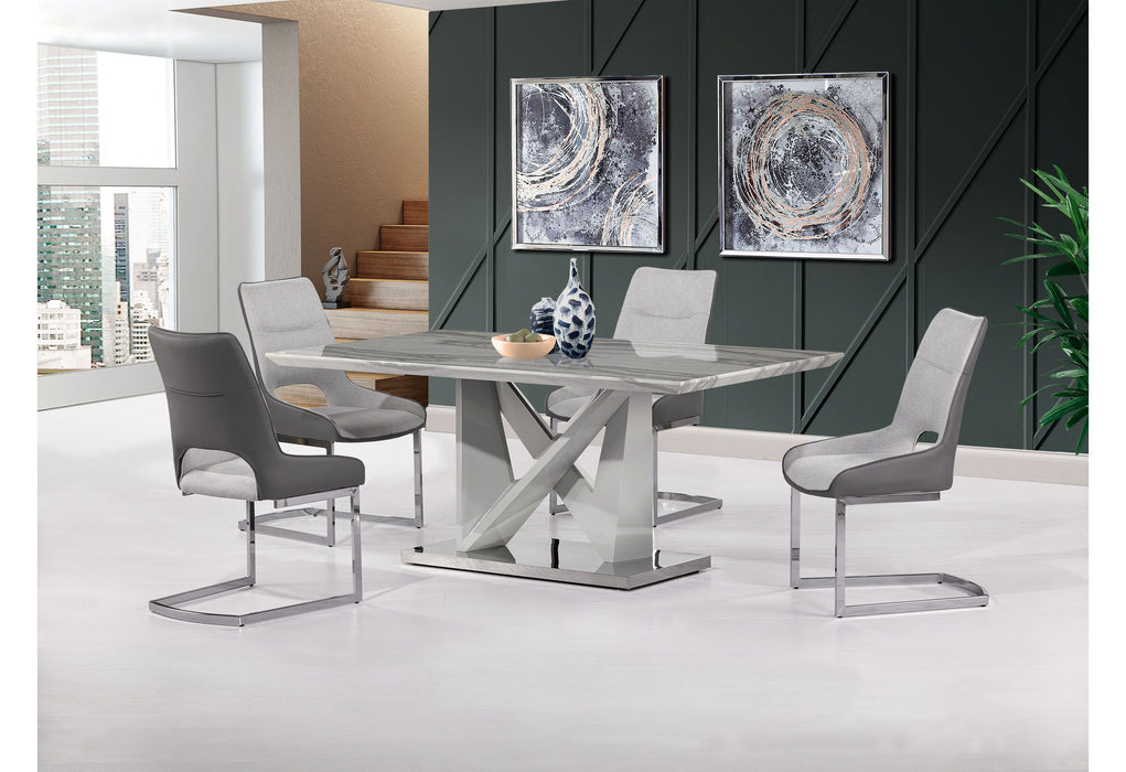 D844 Dining Table And Four D1119 Dining Chairs - Light Gray