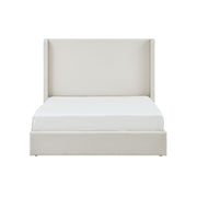 Carmen - King Size Upholstered Wingback Bed - Ivory