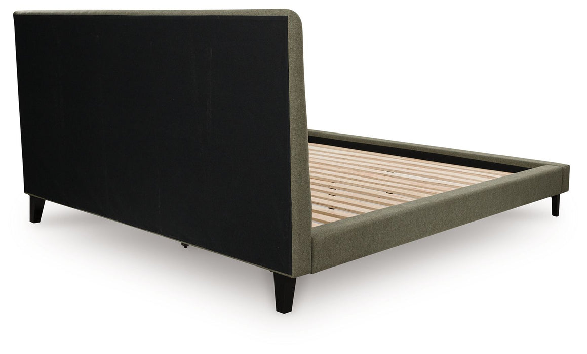 Chirason - Sage Green - California King Upholstered Bed With Roll Slats
