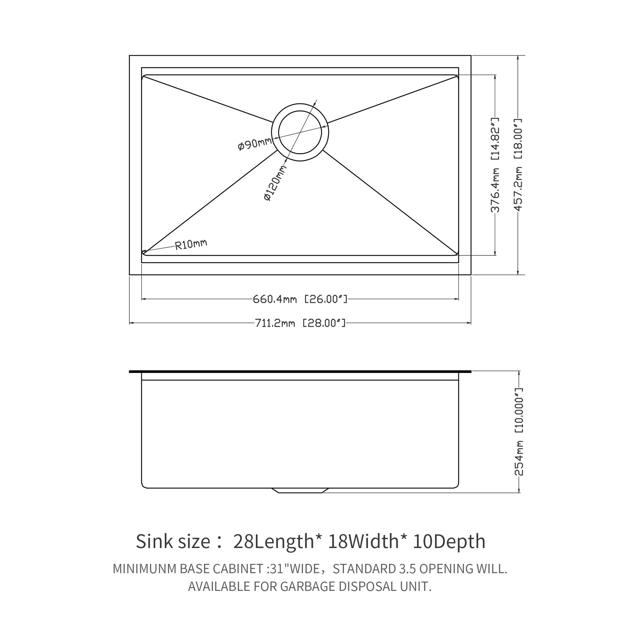 Workstation Kitchen Sink, Single Bowl Undermount 16 Gauge Stainless Steel - White