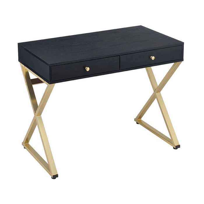 Coleen - Desk - Black & Brass