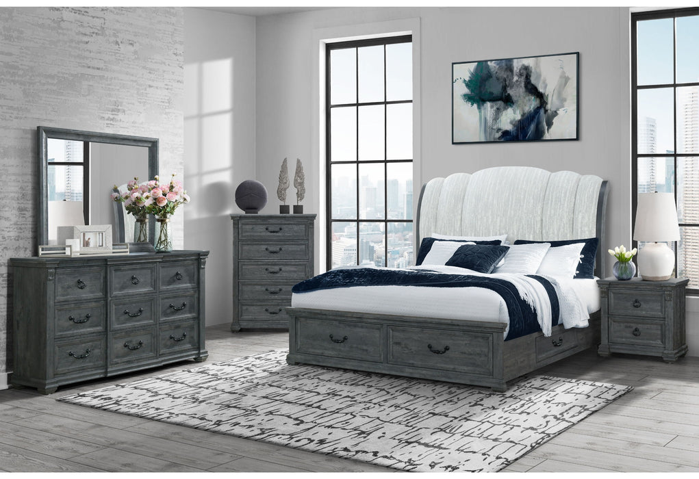 Rowan - 5 Piece King Storage Bedroom Set - Gray