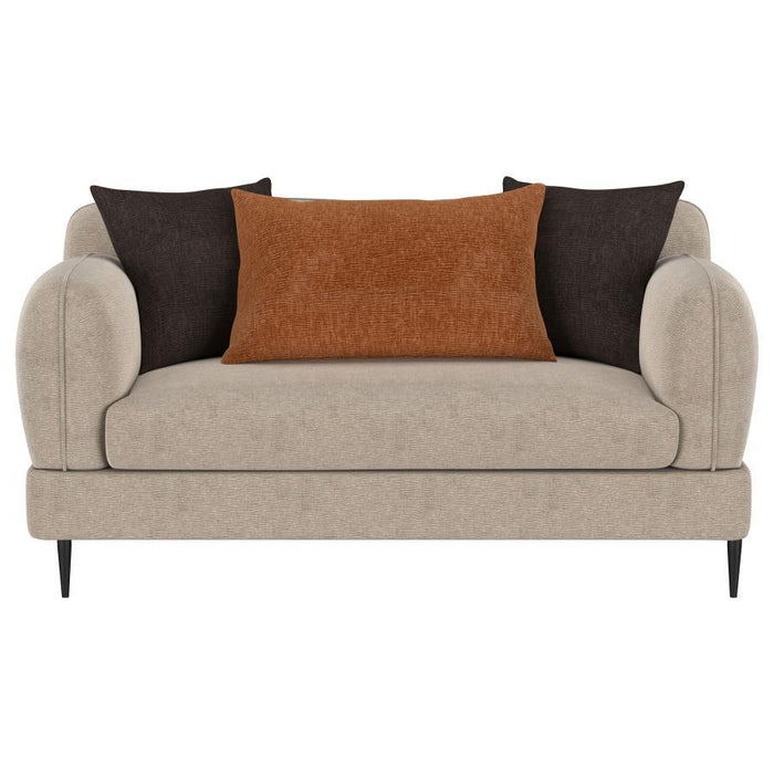 Jade - Chenille Upholstered Sculpted Track Arm Loveseat - Latte