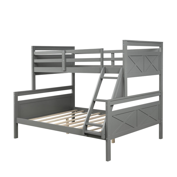 Twin over Full Bunk Bed with ladder, Safety Guardrail, Perfect for Bedroom, White