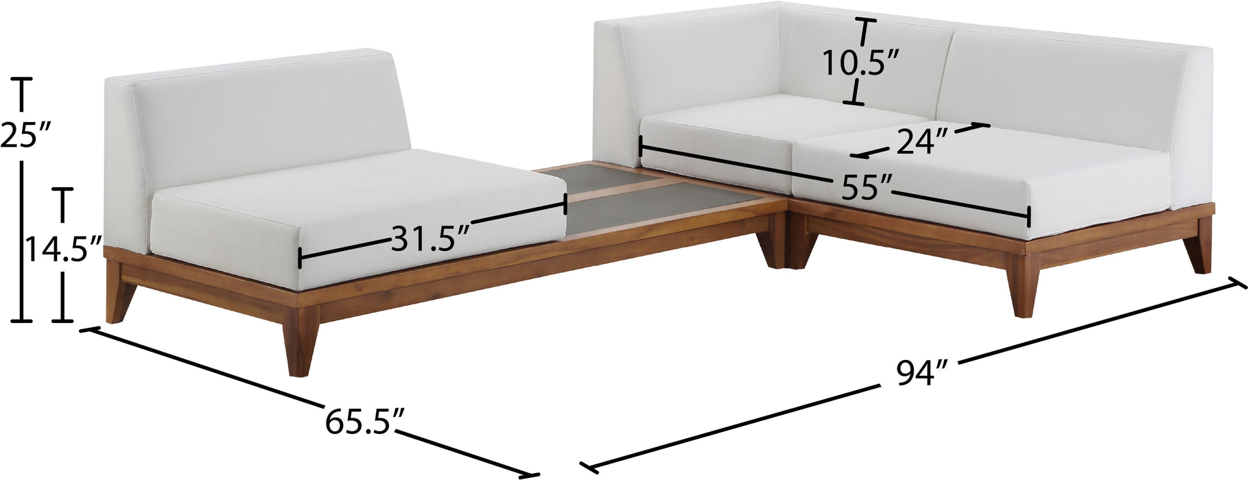 Rio - 3 Piece Modular Sectional - Off White