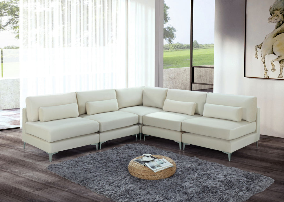 Julia - Modular Sectional 5 Piece - Cream - Fabric