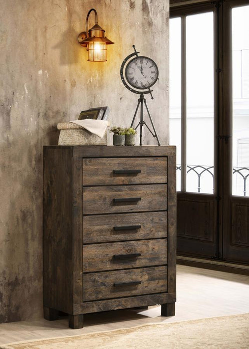 Woodmont - 5-Drawer Bedroom Chest - Rustic Golden Brown