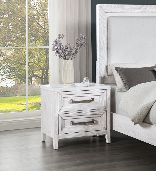 Marielle - 2-Drawer Nightstand Bedside Table - Distressed White