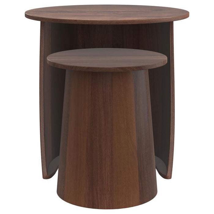 Yency - 2-Piece Round - Mango Wood Nesting Table Set - Dark Brown