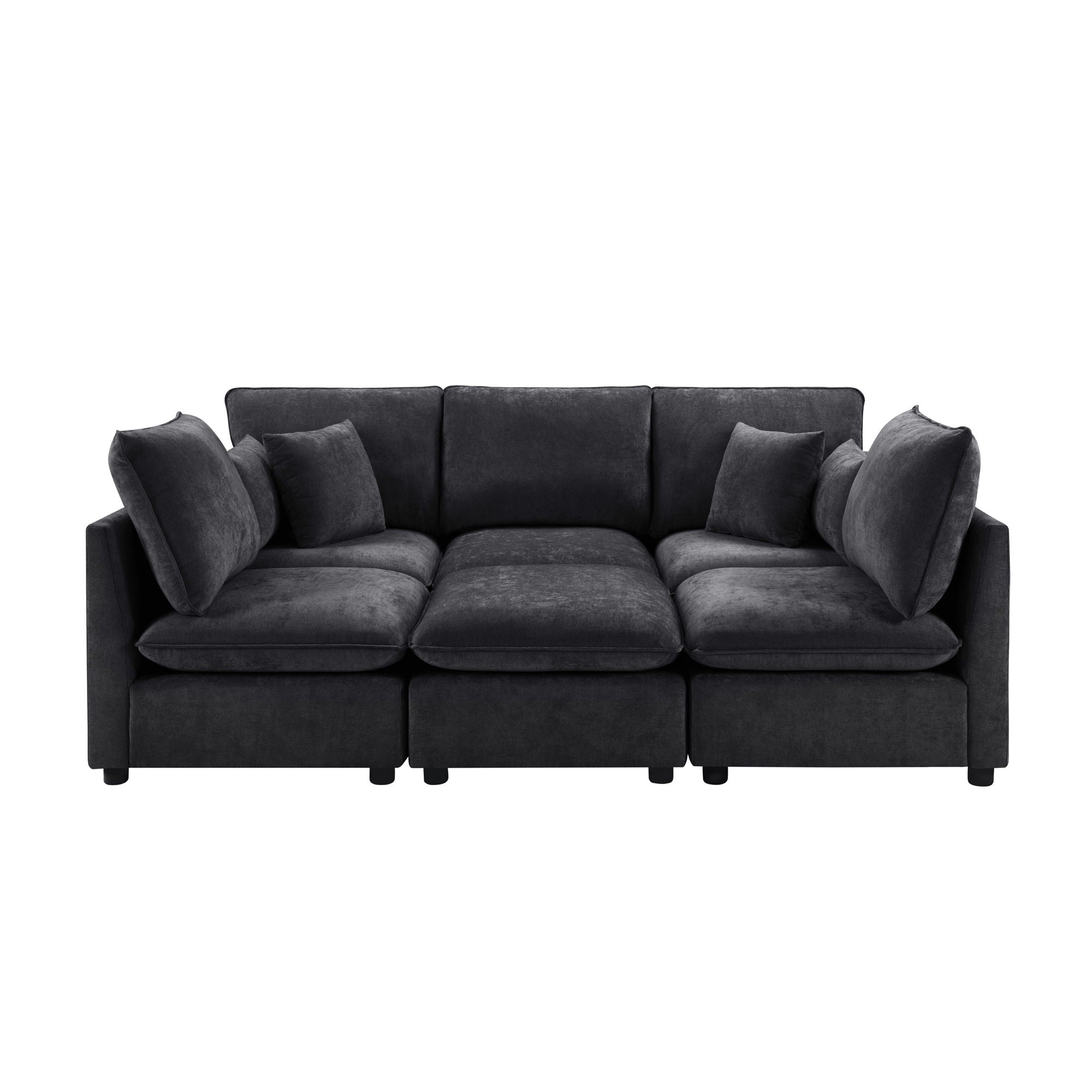 Modern Sectional Sofa U-Shaped With Movable Ottoman Storage Armrests And USB Ports