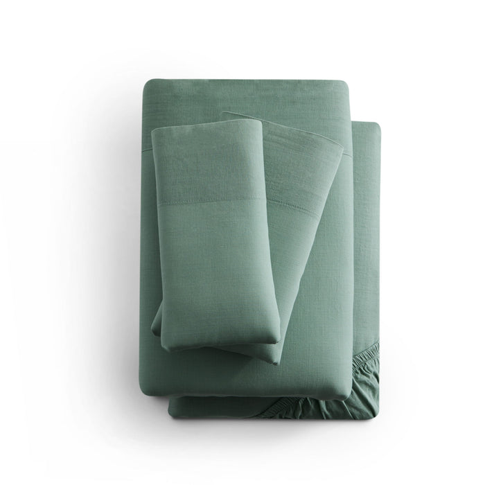 Linen-Weave Cotton Split California King Sheet Set - Sage