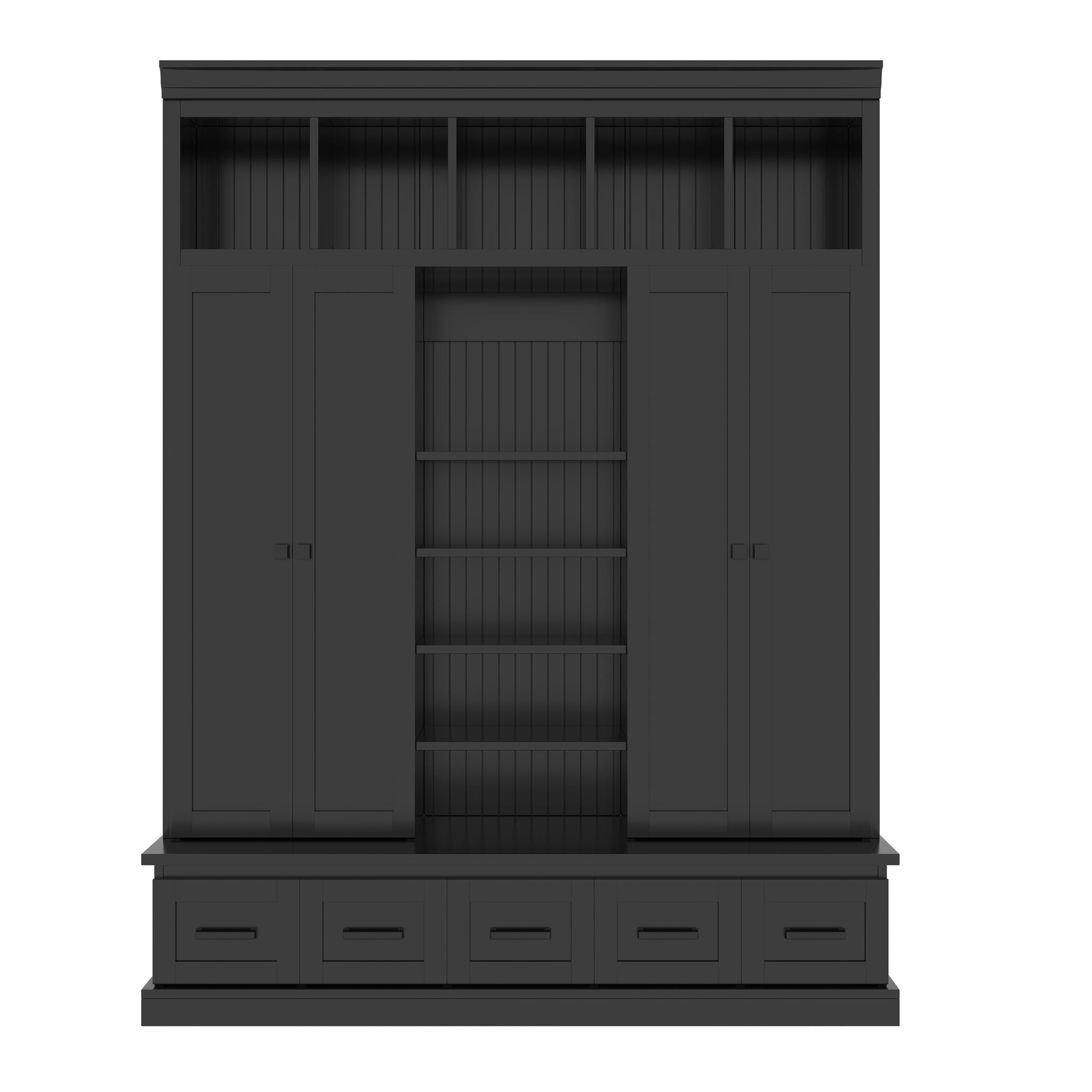 Hall Tree With Bench And 5 Storage Cubbies