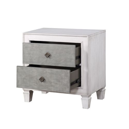 Katia - Nightstand - Rustic Gray & White Finish