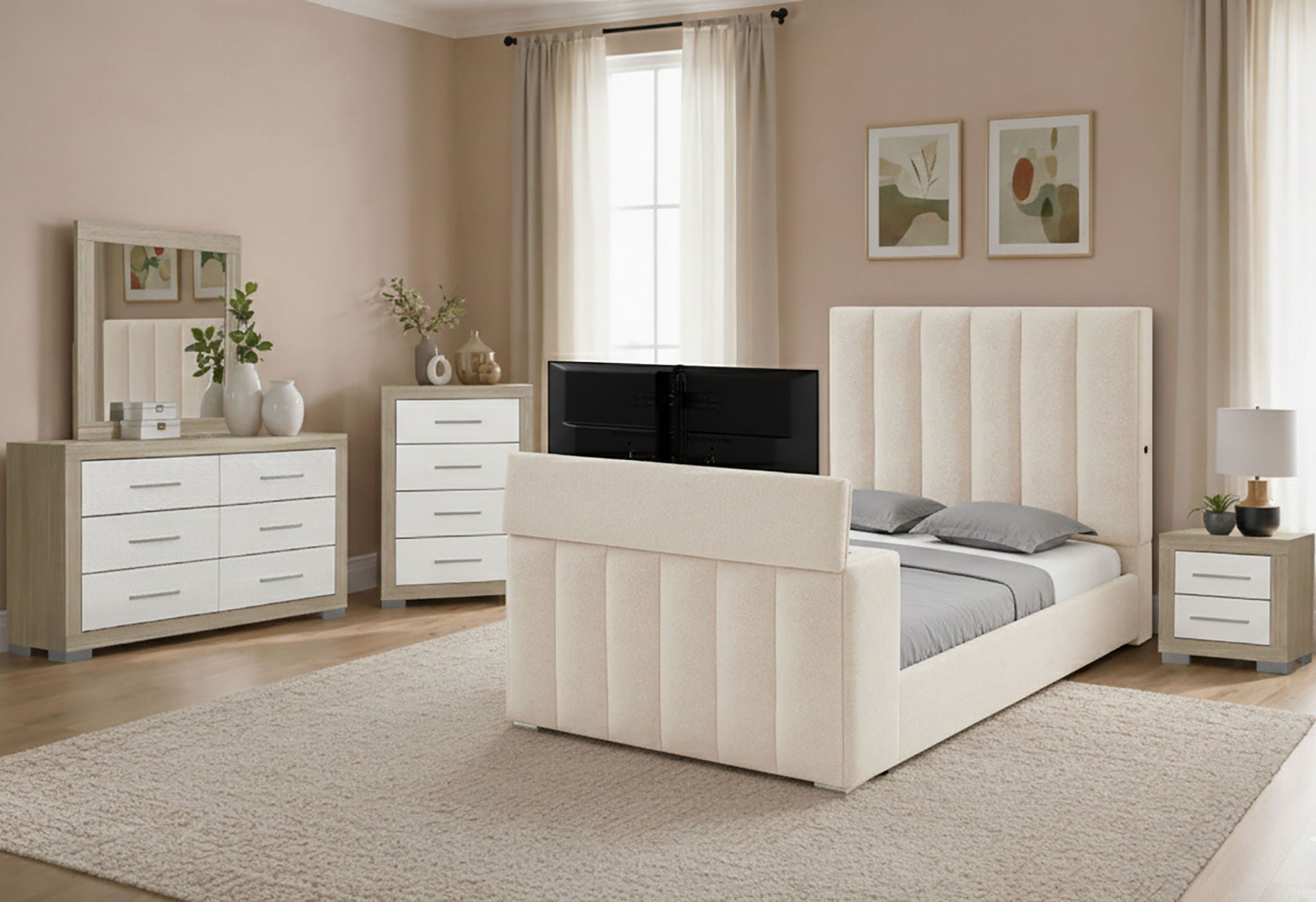 Serenity - 5 Piece Queen Bedroom Set - Cream / Natural