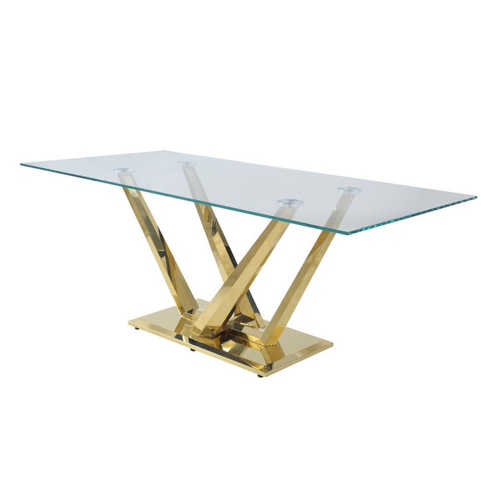 Barnard - Dining Table - Clear Glass & Mirrored Gold Finish