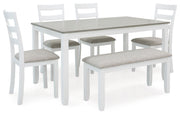 Stonehollow - Rectangular Drm Table Set (Set of 6) - White / Gray
