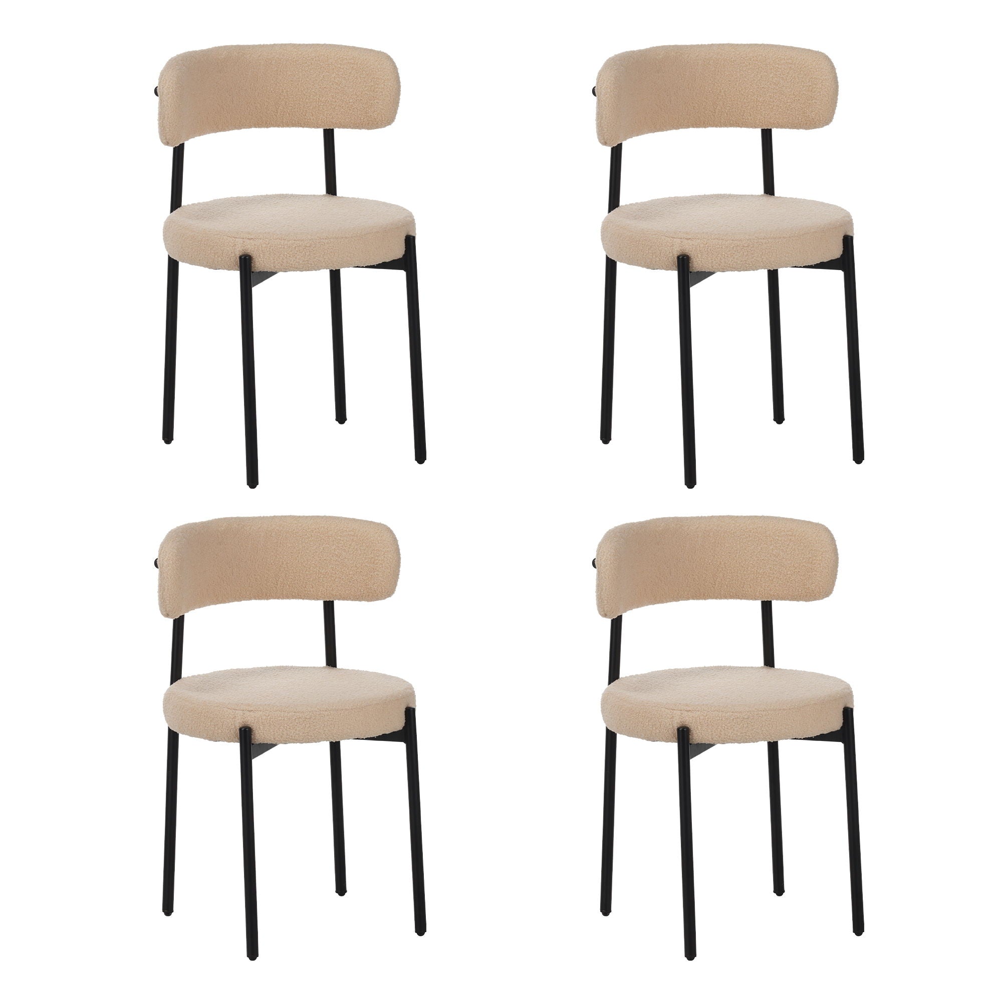 Medieval - Curved Back Kitchen Dining Chairs (Set of 4) - Beige