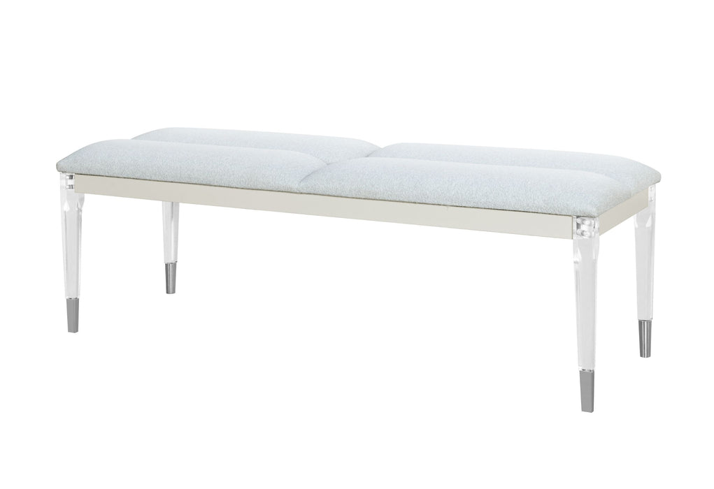 Orion - Bench With Acrylic Legs - White / Gold