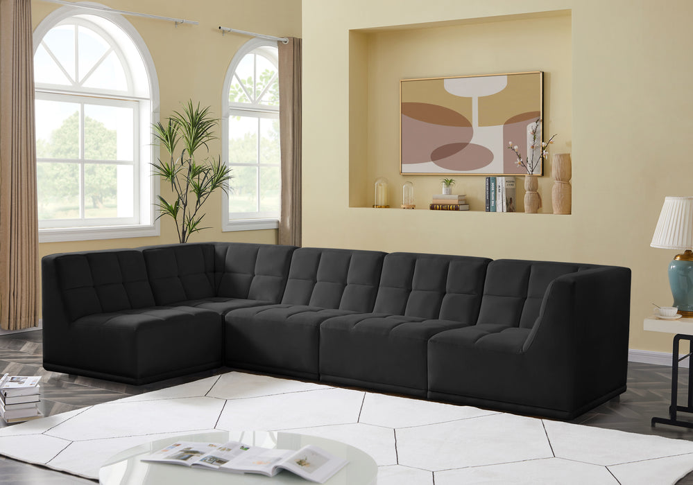 Relax - Modular Sectional 5 Piece - Black - Fabric