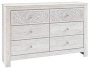 Paxberry - Six Drawer Dresser - Medallion Drawer Pulls - Whitewash