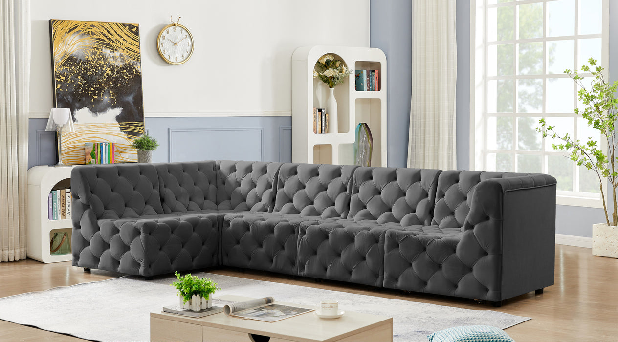 Tuft - Modular Sectional 5 Piece - Gray - Fabric