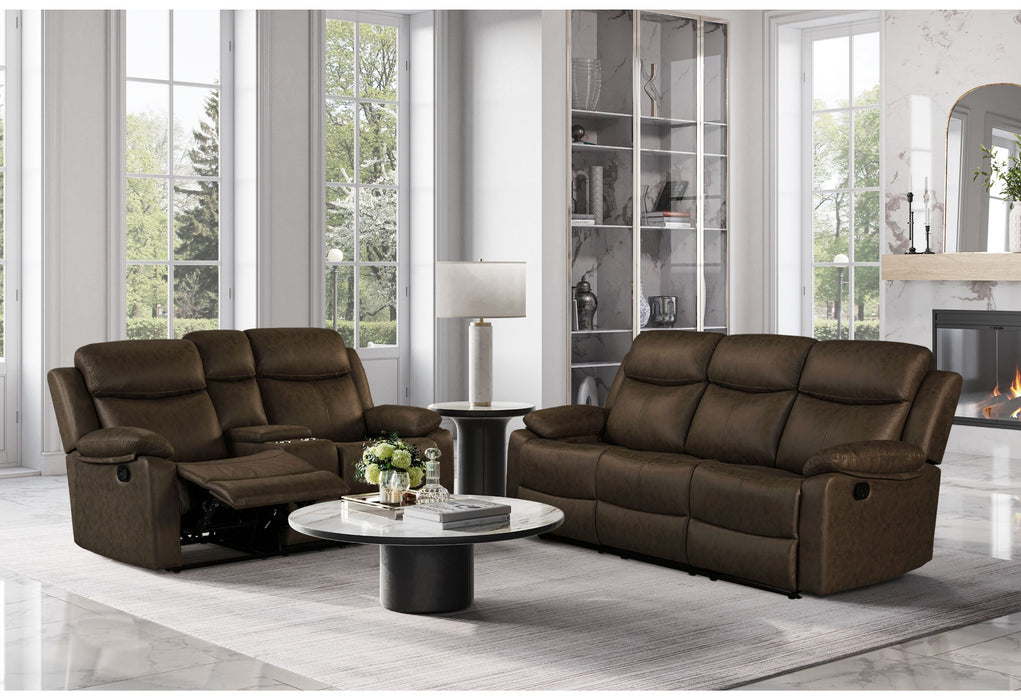 U6026 - 5 Reclining Sofa & Reclining Console Loveseat - Dark Brown