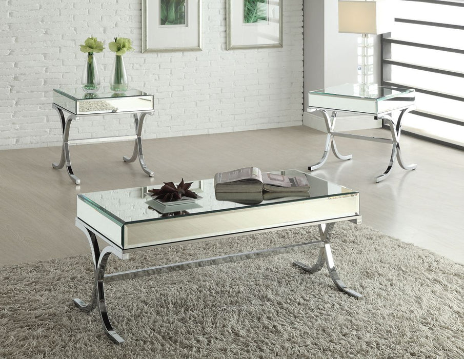 Yuri - Coffee Table - Mirrored Top & Chrome