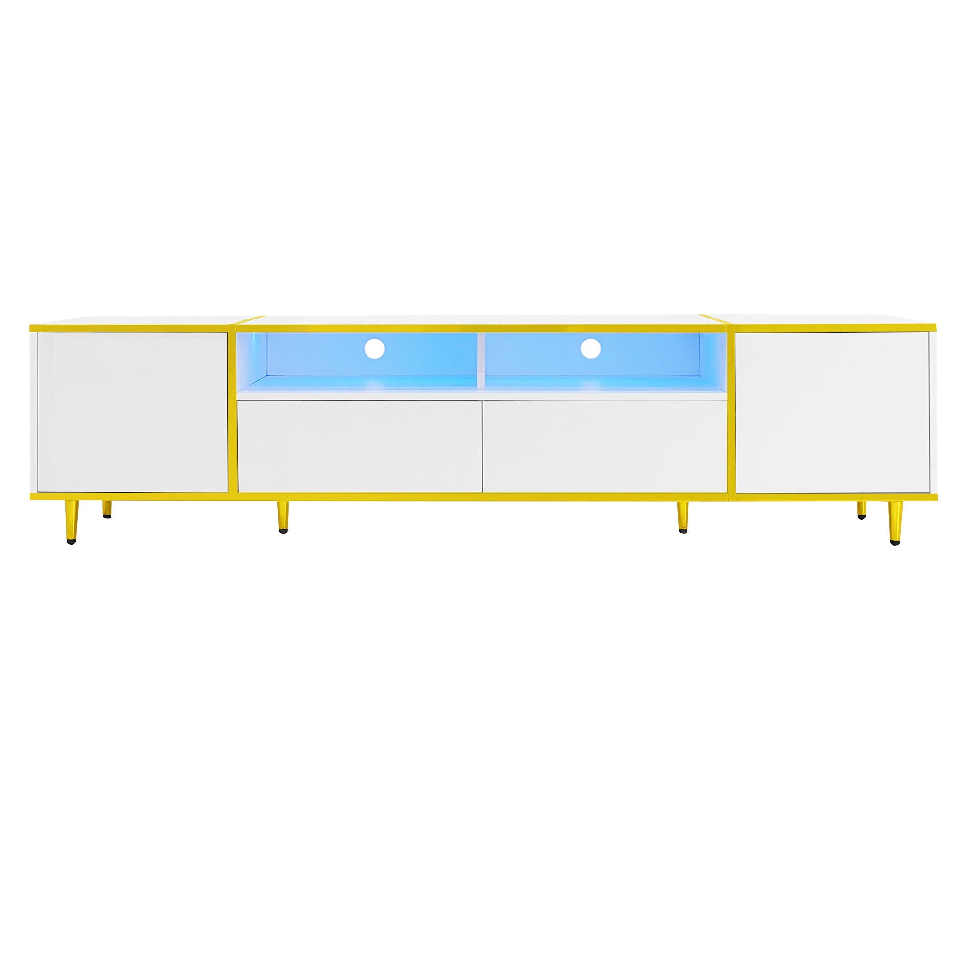 TV Stand For TVs Up To 80", Entertainment Center With 2 Shelves And LED Lights