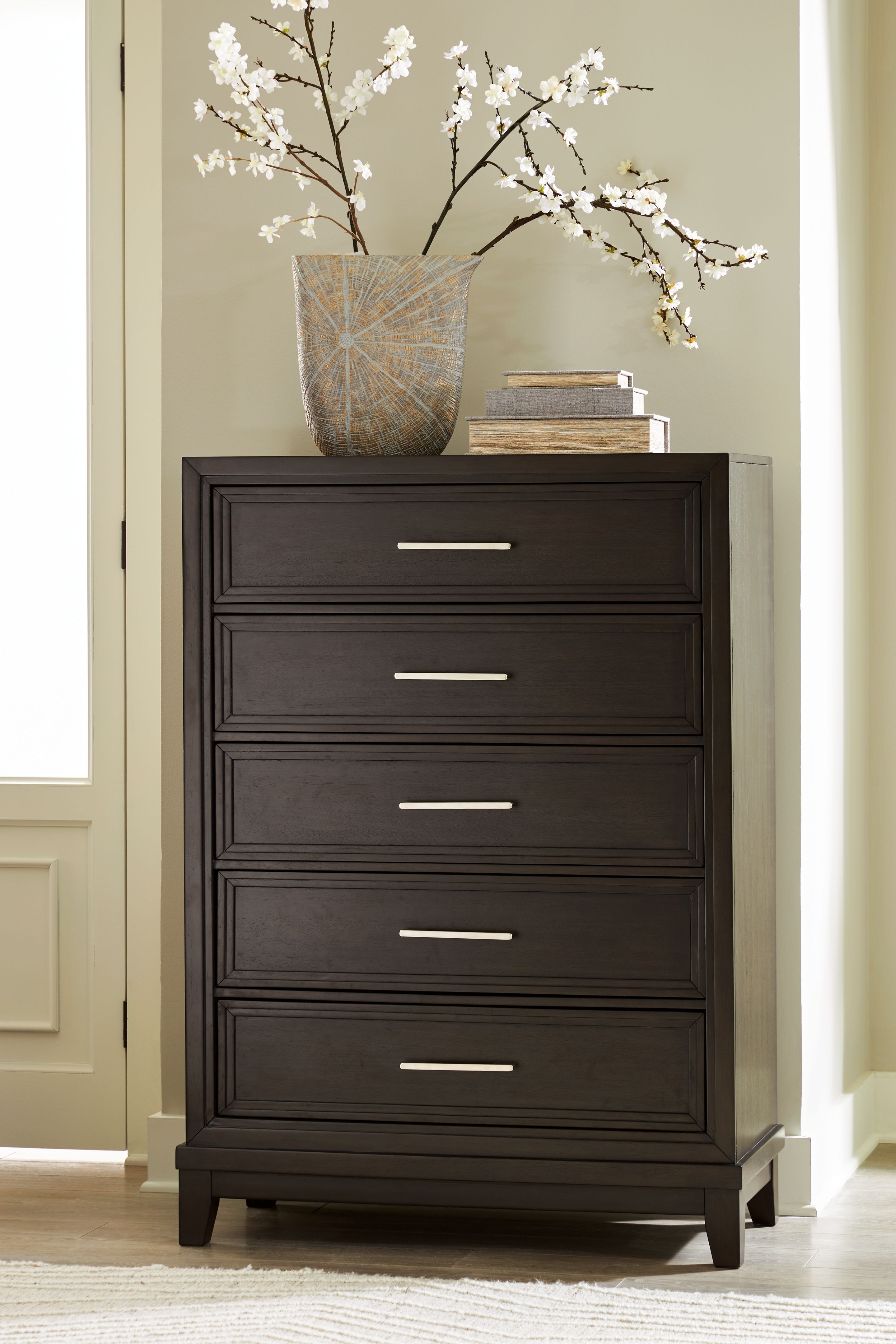 Neymorton - Five Drawer Chest - Dark Grayish Brown
