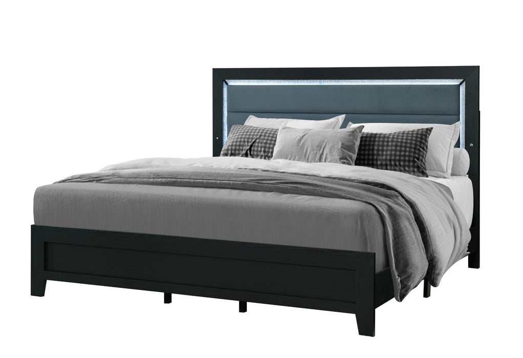 Reid - 5 Piece Full Bedroom Set With LED - Black