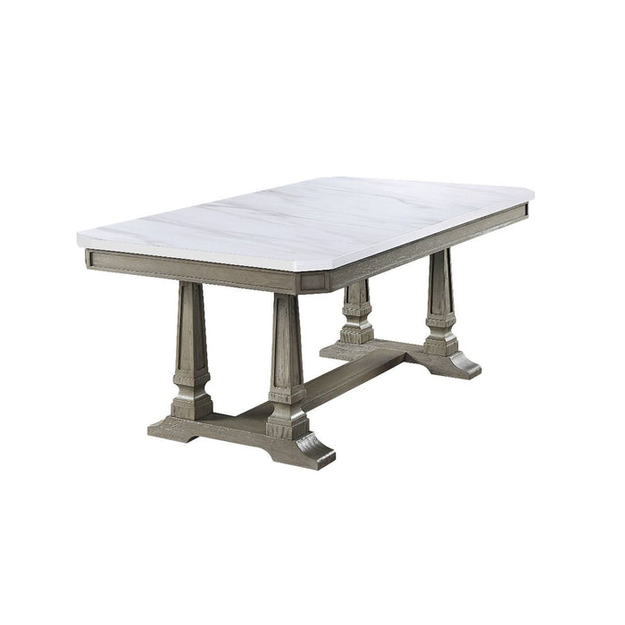 Zumala - Dining Table - Marble & Weathered Oak Finish