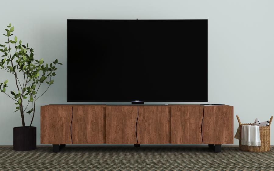 Trask - 86" Wood TV Stand Media Console - Mango Brown