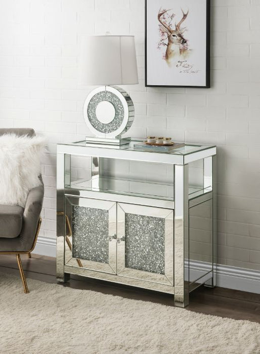 Noralie - Cabinet - Clear Glass, Mirroed & Faux Diamonds