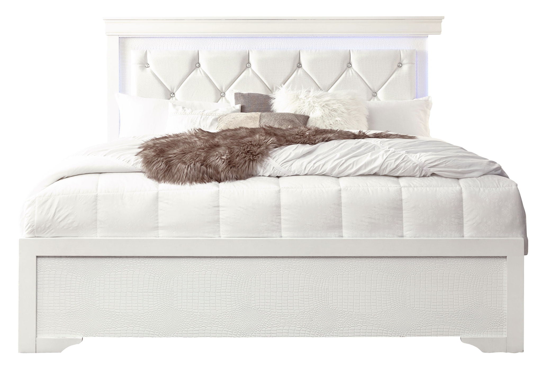 Pompei - Full Bed - Metallic White