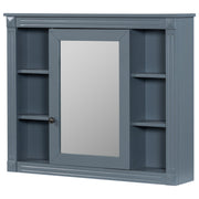 Wall Mounted Bathroom Storage Cabinet With Mirror, Cabinet With 6 Open Shelves And Adjustable Interior