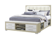 Emma - King Bed With LED And USB - Natural / White