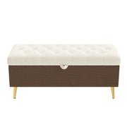 Modern Tufted Storage Ottoman Bench With Metal Legs