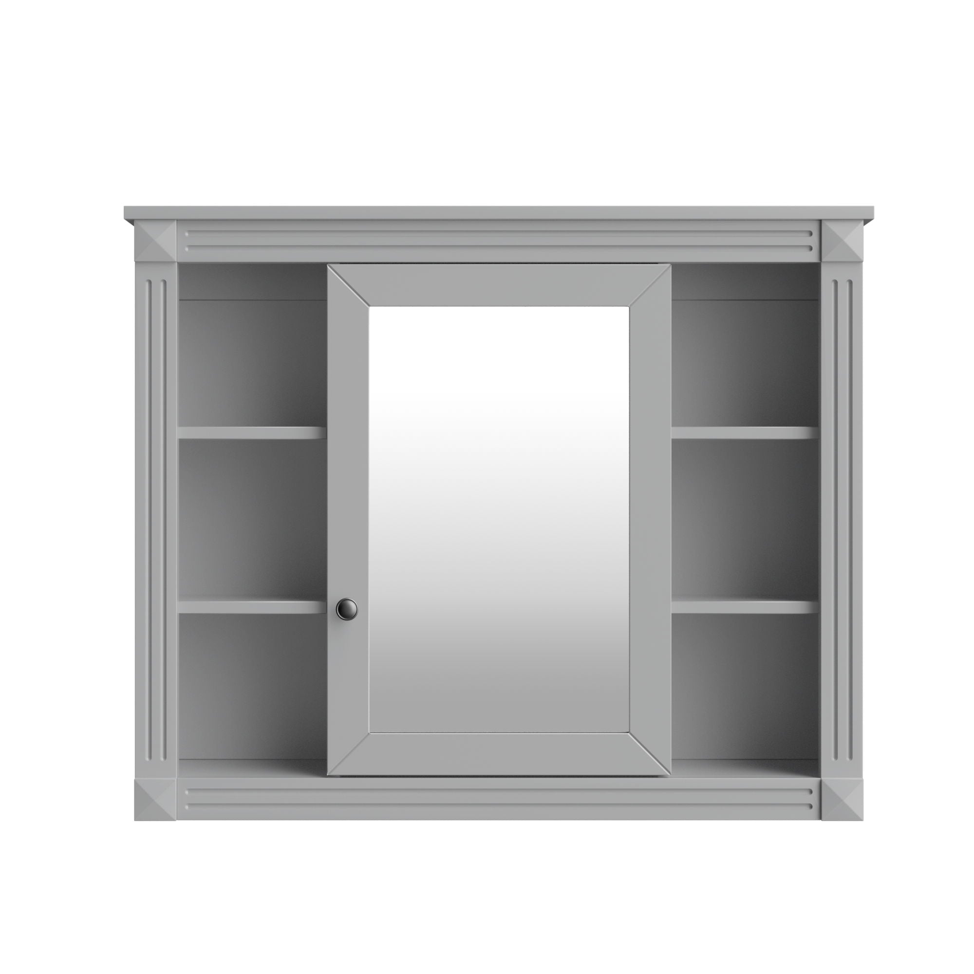 Wall Mounted Bathroom Storage Cabinet With Mirror, Cabinet With 6 Open Shelves And Adjustable Interior