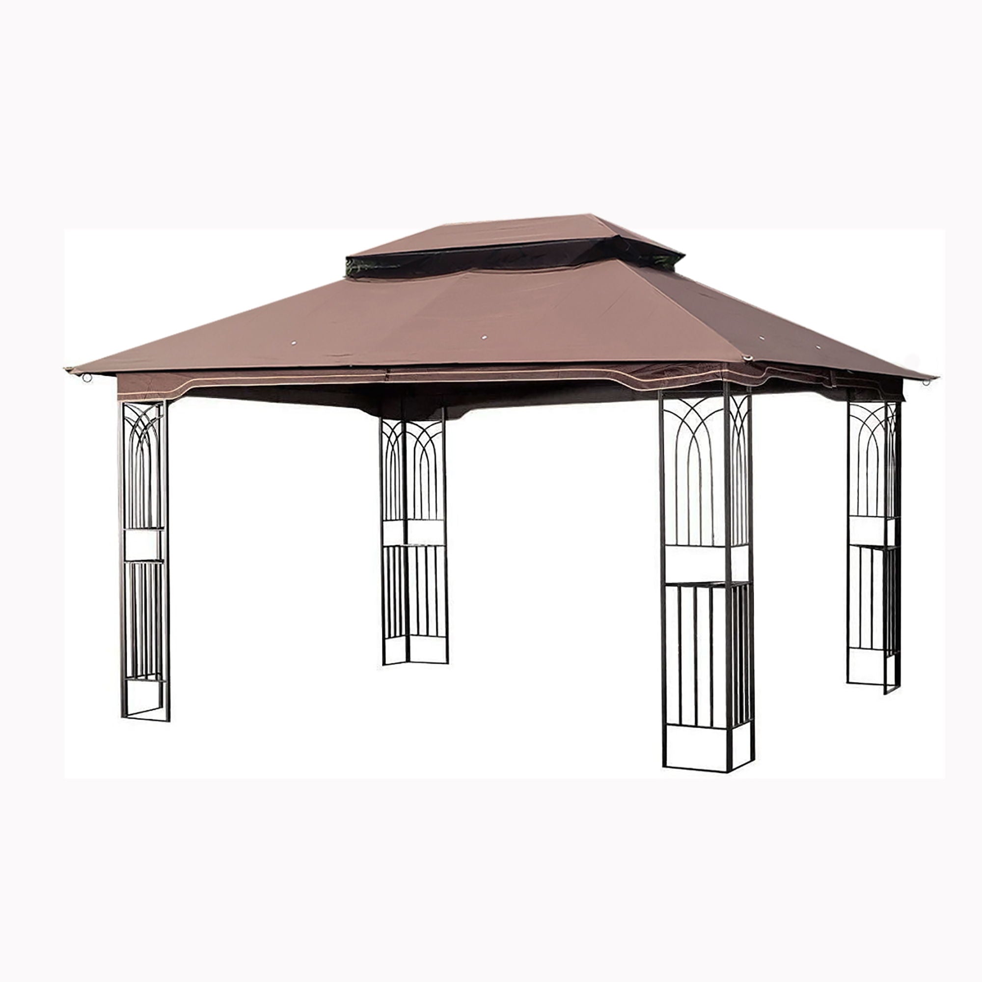 13 0 Outdoor Patio Gazebo Canopy Tent With Ventilated Double Roof And Mosquito Net (Detachable Mesh Screen On All Sides) Suitable For Lawn Garden Backyard And Deck Top - Brown