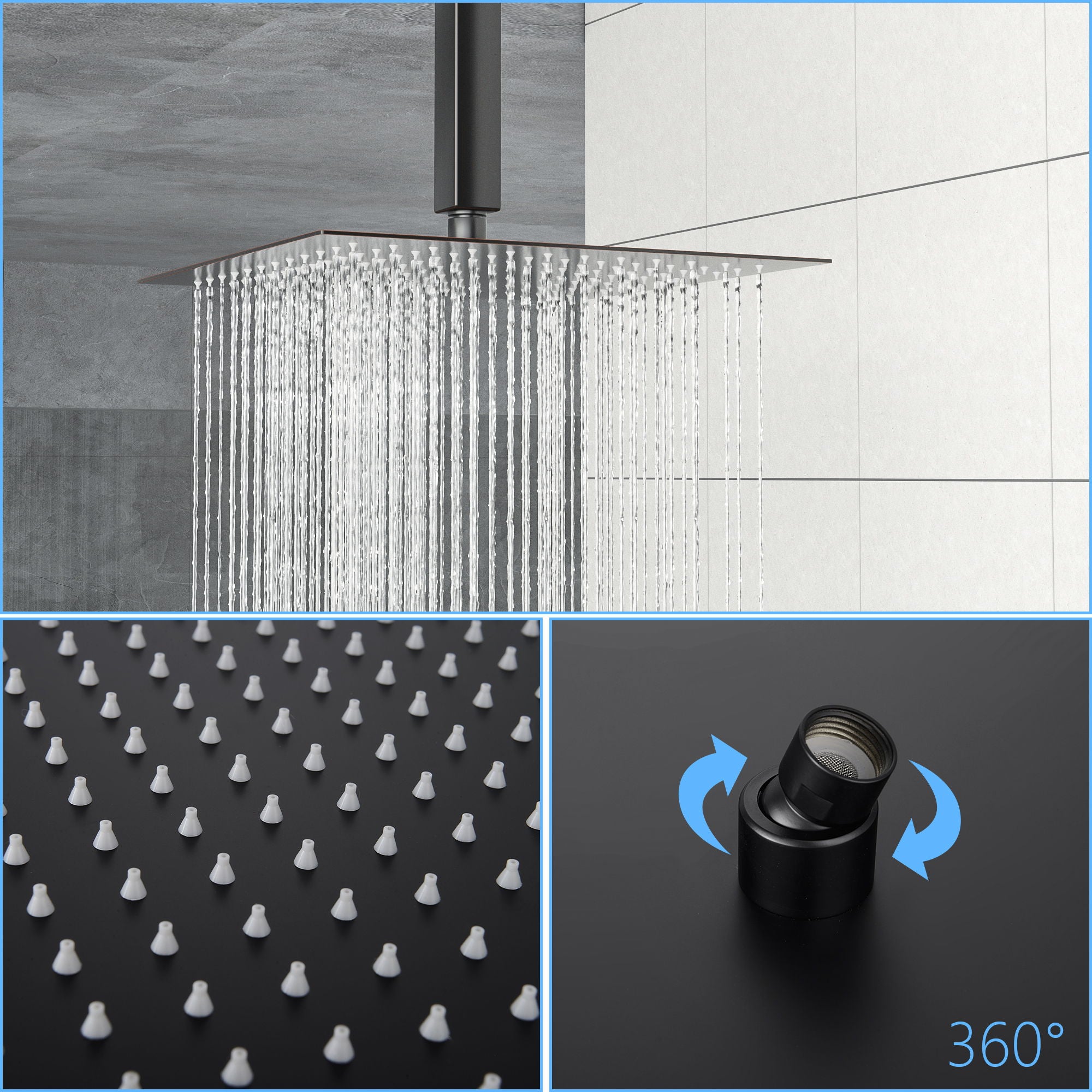 10" Square Rainfall Shower Head With Silicone Nozzle - Oil-Rubbed Bronze