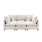 Modern Sectional Sofa U-Shaped With Movable Ottoman Storage Armrests And USB Ports