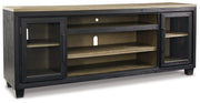Foyland - XL TV Stand w/Fireplace Option - Black / Brown